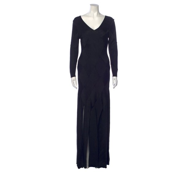 Ladies Black Anatori Long-sleeve Panelled Knit Gown, Size small - Picture 15 of 15